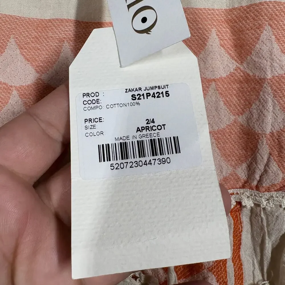 Pearl and Caviar Baby Girl Size 2/4 Apricot Zakar Romper Orange Tassel
